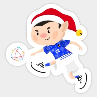 Japan football Christmas elf. Football World Cup soccer T-Shirt Sticker